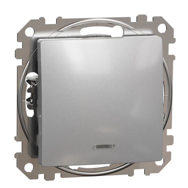 Вимикач одноклавішний Schneider Electric Sedna Design з підсвіткою 10 А 250В алюміній SDD113101L