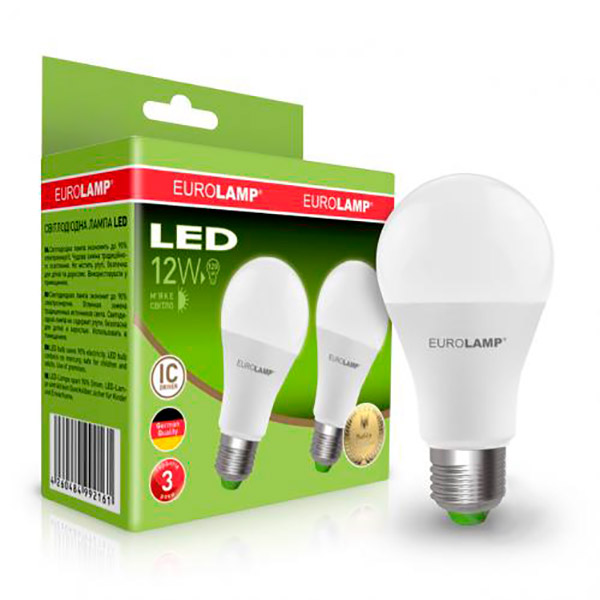 Лампа светодиодная Eurolamp 2 шт./уп. 12 Вт A60 матовая E27 220 В 3000 К