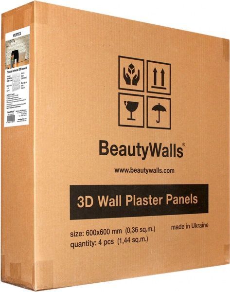Плитка гипсовая 3D-панель Beauty Walls VERTEX 1,44 кв.м 