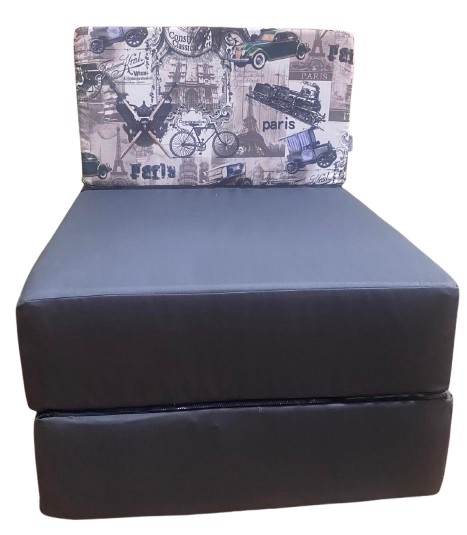 Диван-кресло Примтекс Плюс LOUNGE PPU XXL OX-312/PT-05 с подушкой 60х35 см принт Paris серый