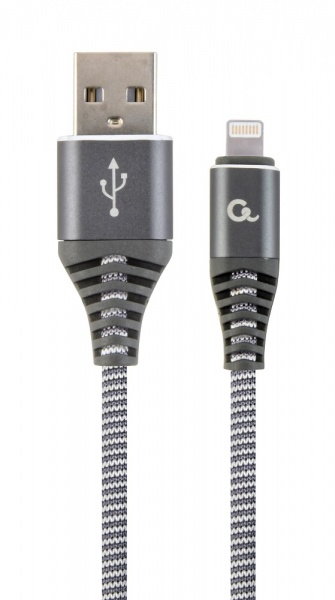 Кабель Cablexpert 2 м сірий (CC-USB2B-AMLM-2M-WB2) USB 2.0 А-тато/Lightning 