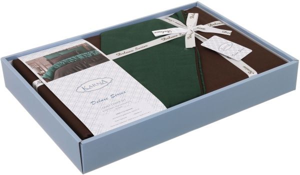 Комплект постельного белья Loft 1,5 коричнево-зеленый Karna 