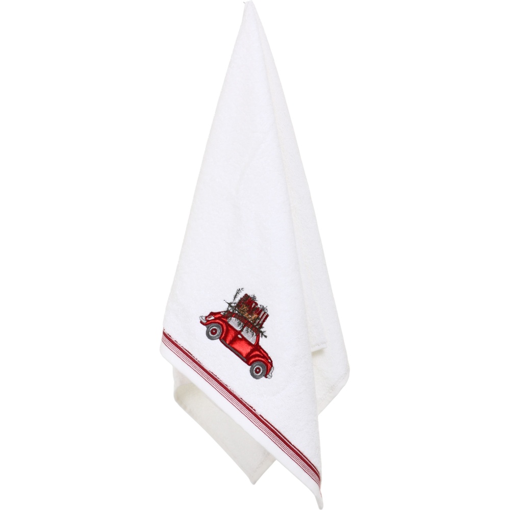 Набір рушників махрових Christmas Car 2 шт. 50x90 см білий із малюнком La Nuit
