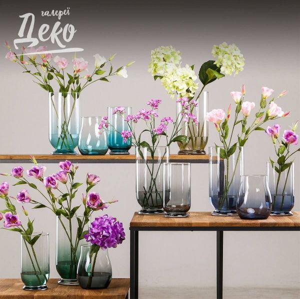 Ваза Омбре, d15,5хh30 см, бирюзовая Wrzesniak Glassworks