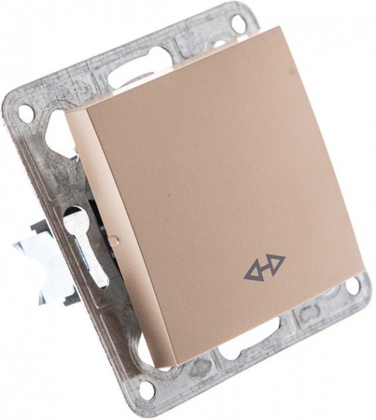 Переключатель одноклавишный перекрестный одноклавишный LXL Tesla без подсветки бронзовый 3530A champagne