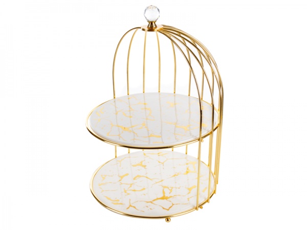 Фруктовниця двоярусна Marble White 25 см 926-002 Lefard 