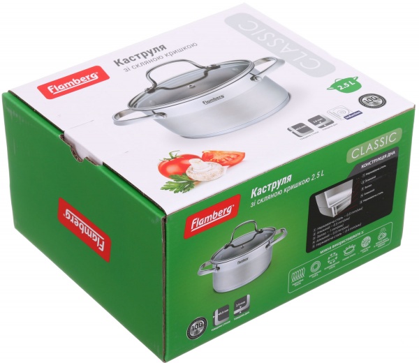 Каструля зі скляною кришкою Classic 2,5 л Flamberg