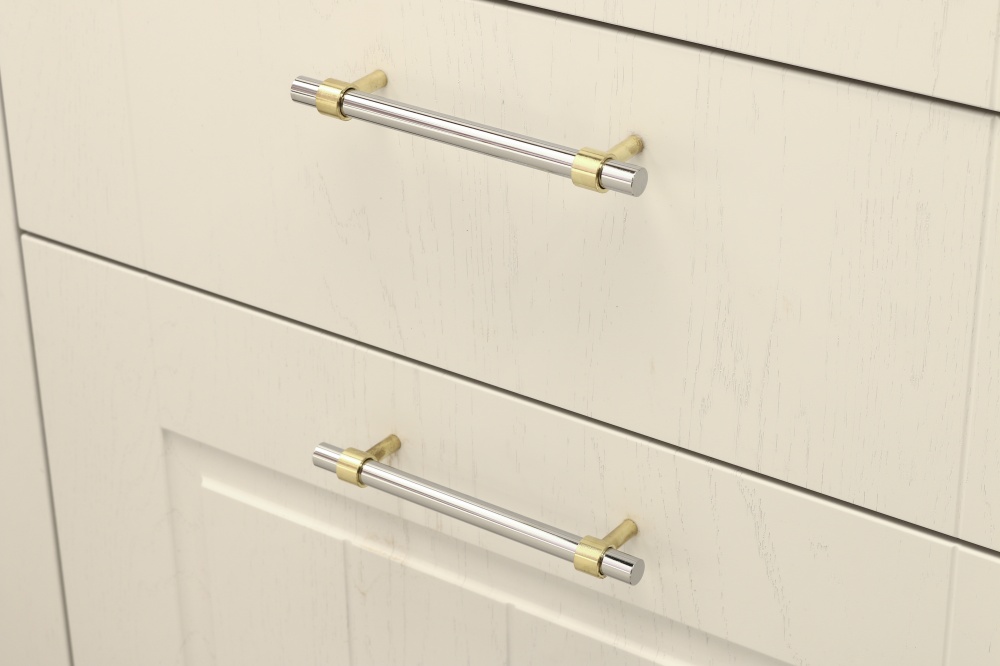 Ручка для меблів рейлінгова 128 мм золото/хром