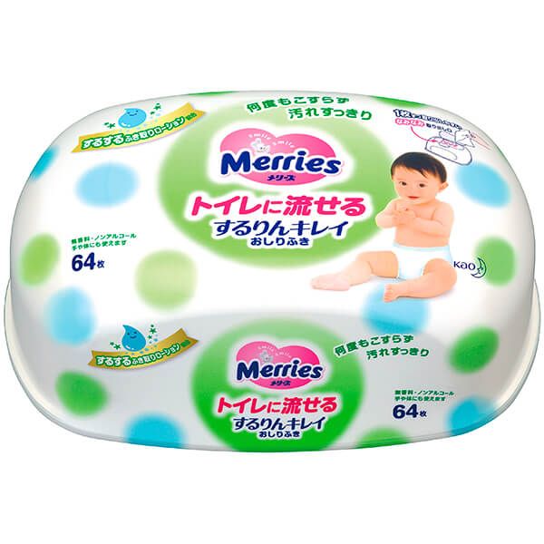 Салфетки влажные Kao Merries контейнер 64 шт