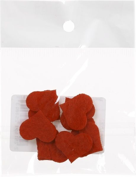 Декор из фетра Сердечко 10 шт. красный, 125062 2 см