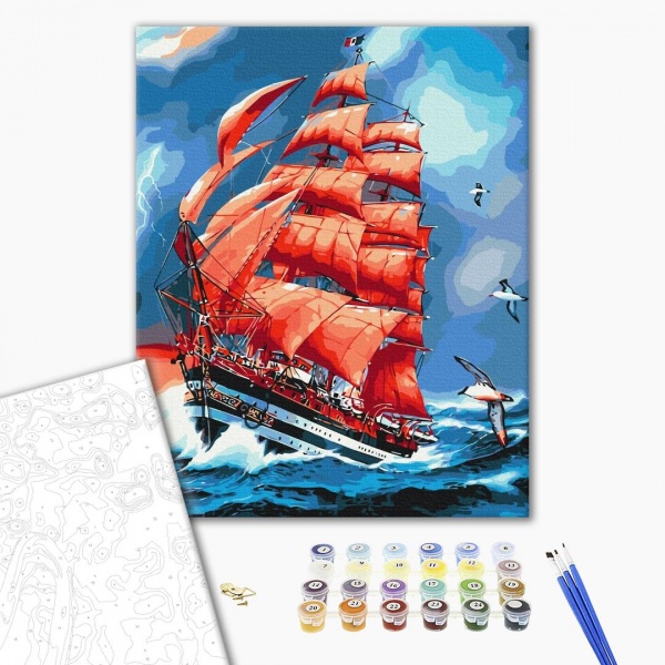 Картина за номерами Червоні вітрила BS8794 40x50 см Brushme 