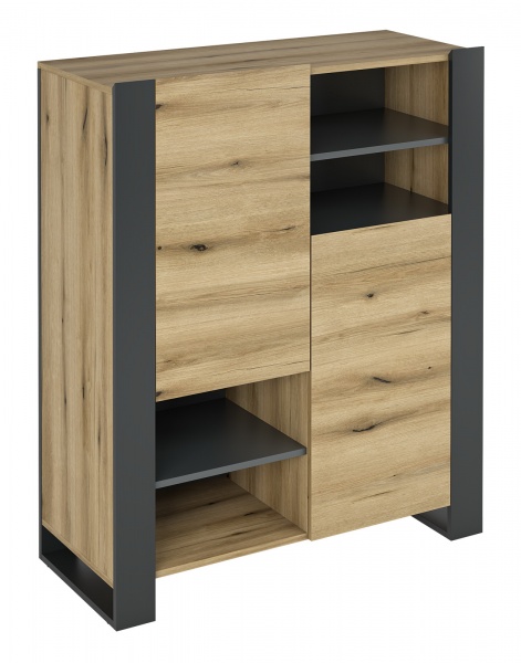 Шкаф-витрина Грейд Combo 1000х1187х421 мм графит серый / дуб эвок прибрежный 
