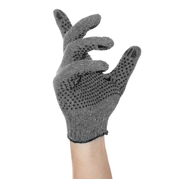 Перчатки трикотажные ПВХ 608 серые 7 кл 10 р