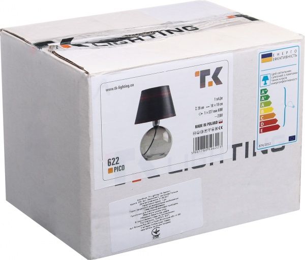 Настільна лампа декоративна TK Lighting 622 Pico 1x60 Вт E27 графіт 