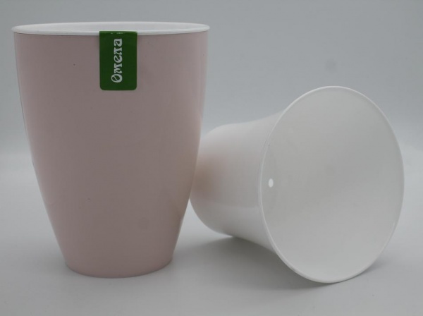 Горщик пластиковий Омела Самозволожувальний 1,3 літра круглий кремовий 