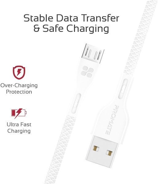 Кабель Promate USB – microUSB 1,2 м білий (powerbeam-m.white) 