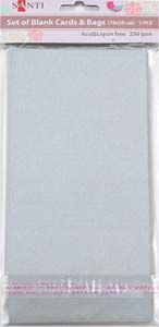 Набор заготовок для открыток 5 шт. 10x20 см серебряный перламутровый 250 г/м2 