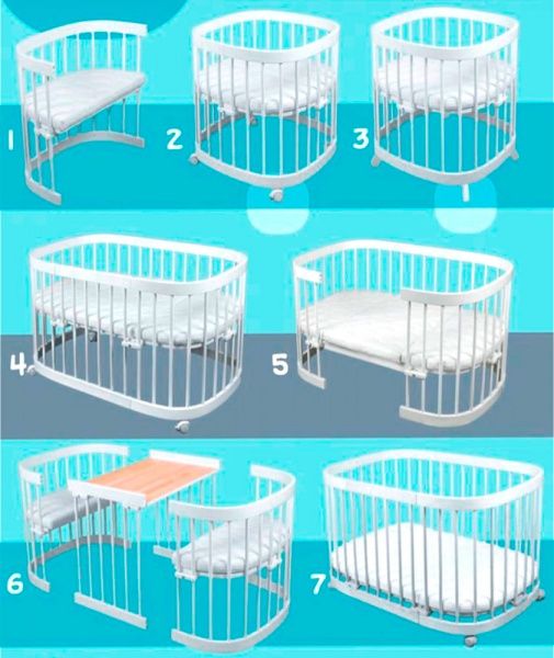 Ліжечко дитяче Tweeto дерев’яне багатофункціональне 7 в 1 White with Natural Т 04