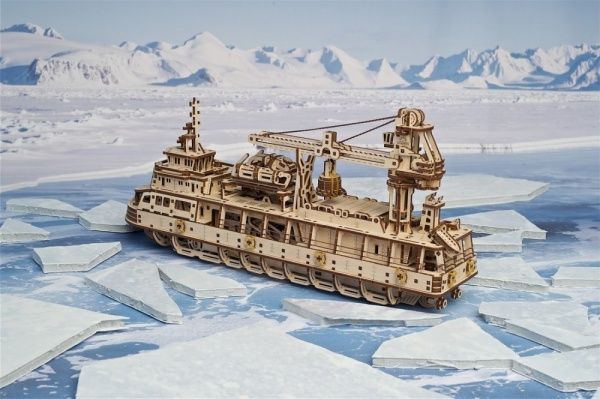 Деревянный 3D-конструктор UGEARS Научно-исследовательское судно