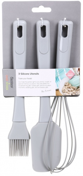 Набор кухонных принадлежностей для выпечки венчик лопатка и щеточка grey силикон Flamberg Smart Kitchen