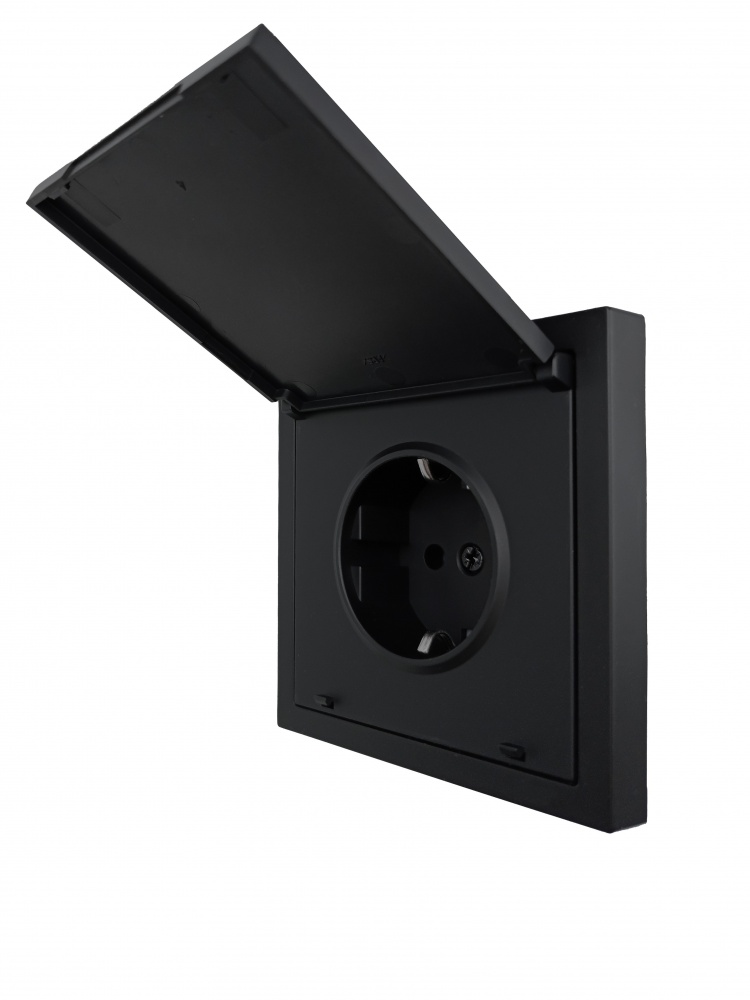 Розетка с крышкой бытовая с заземлением HausMark Juna черный
