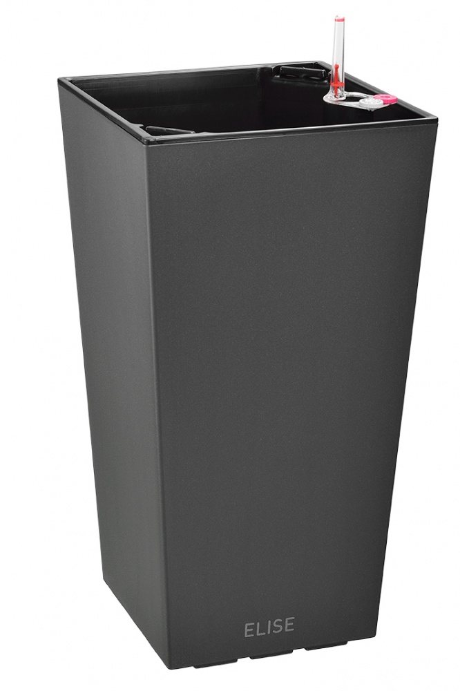 Вазон пластиковый пластик ELISE 20 см квадратный anthracite 4,9 л Plastkon (238664)