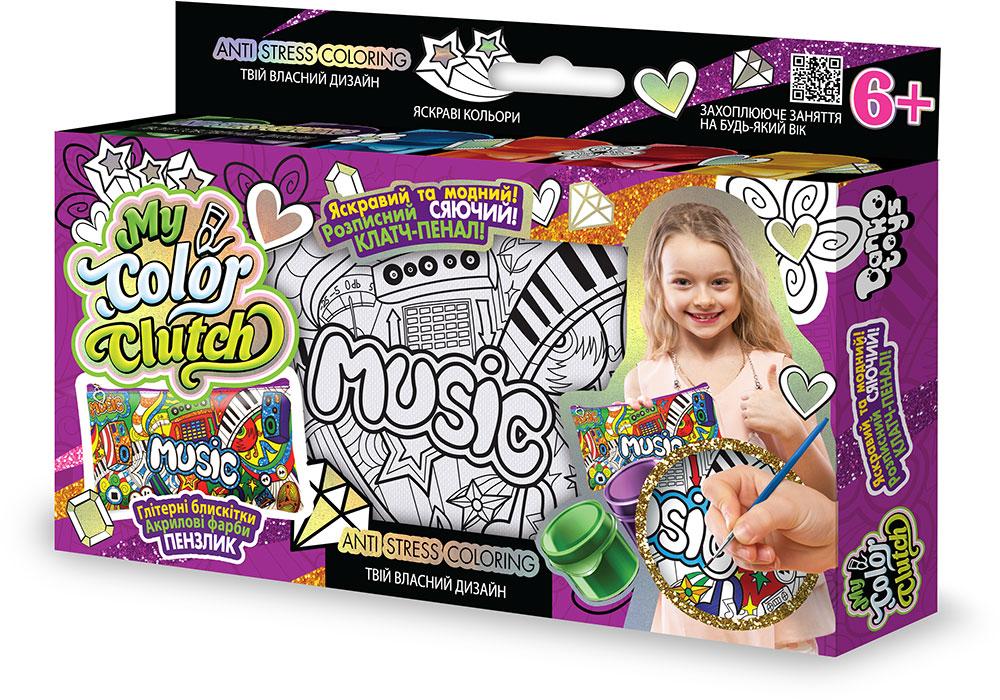 Набір для творчості Danko Toys My color clutch пенал-розмальовка укр №3 music CCL-01-03U