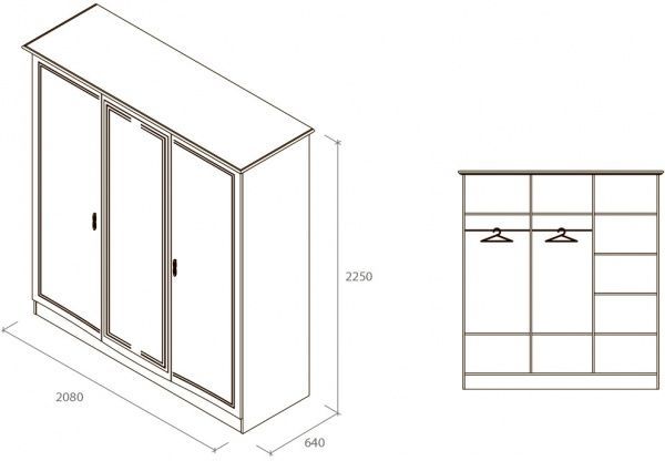 Шкаф для одежды Aqua Rodos San Remo SRWARD3D-БГ 3-дверный белый глянец 