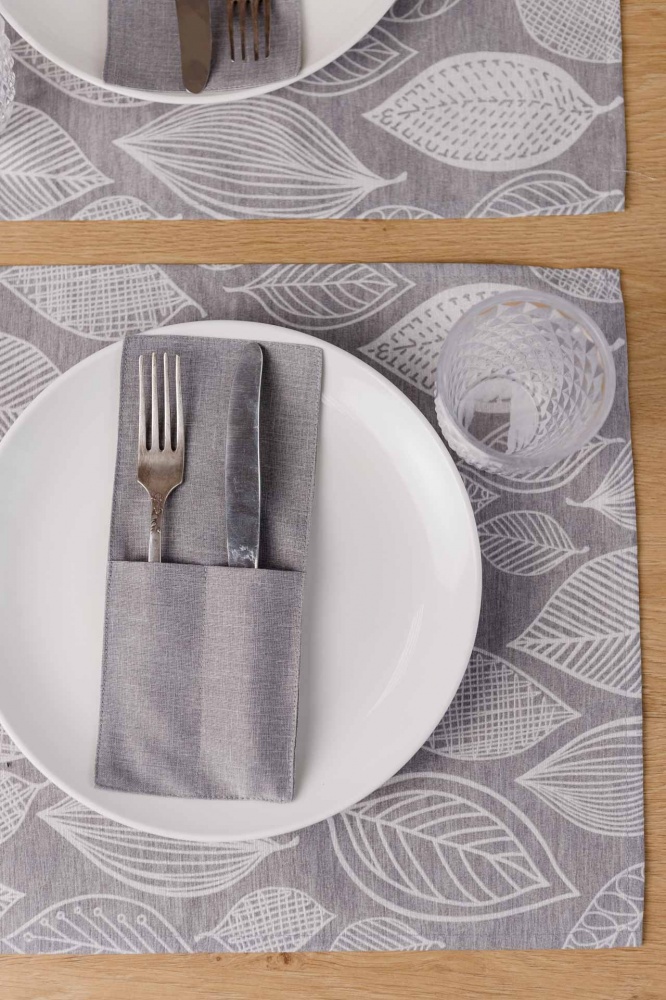 Чохол для приборів Прованс Листя cірий однотон 10x24 см сірий