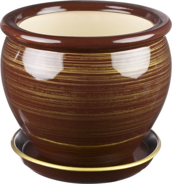 Горщик керамічний Оріана-Запоріжкераміка В'єтнам №3 глянець круглий 5л коричневий (011-3-124) 