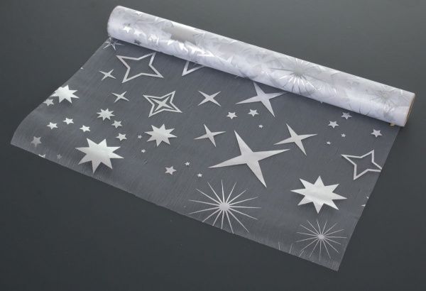 Бумага для упаковки Koopman серый STARS 36,5x200 см 