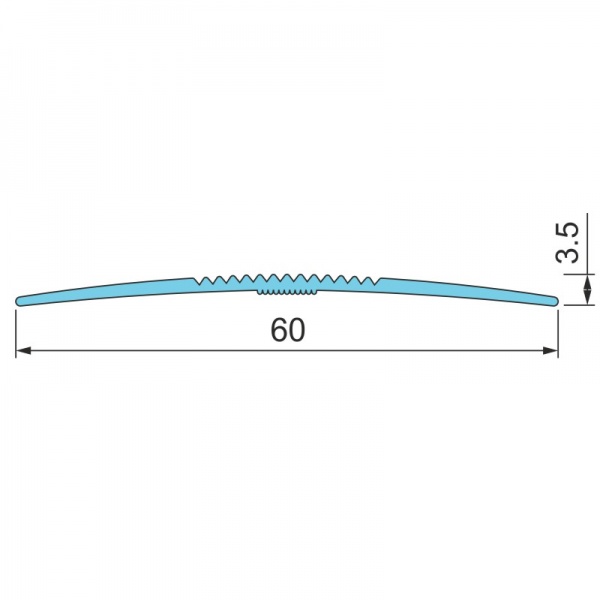 Поріжок алюмінієвий 60 мм Braz Line рифлений без отворів 900 мм срібло 