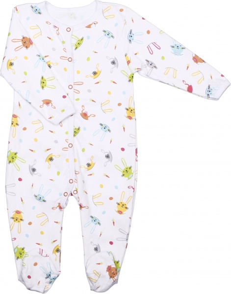 Комбінезон для дівчинки Маленькие люди із принтом кролики р.74–80 білий 