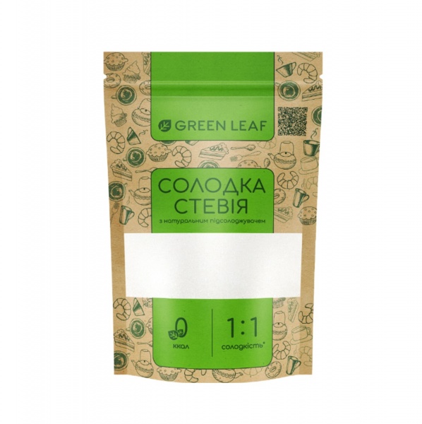 Замінник цукру Green Leaf Солодка Стевія (1:1) 300 г