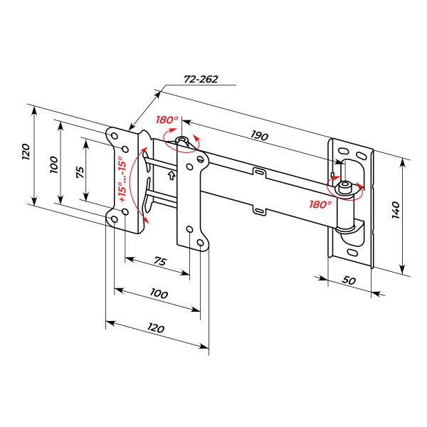 Крепление для телевизора HausMark TWBR-111 поворотно-наклонные 10