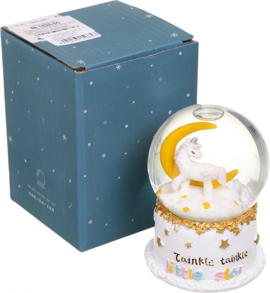 Сувенир новогодний с подсветкой шар снежный единорог 1828-65 светодиодная (LED) 