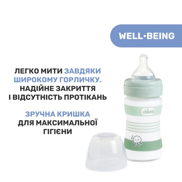 Бутылочка Chicco стеклянная Well-Being Colors 0м+ 150 мл (28711.31)