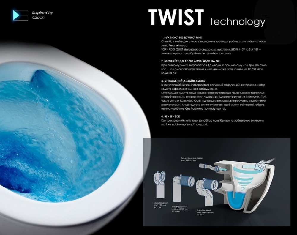 Унітаз-компакт Imprese VLTAVA TWIST с06509603TW