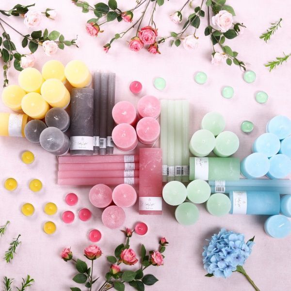 Свеча Цилиндр сине-серая С07*15/1-7.6 Candy Light