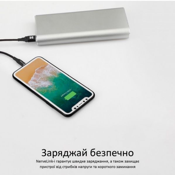 Дата-кабель Promate Lightning – USB 1,2 м чорний (nervelink-i.black) Promate nervelink-i.black 