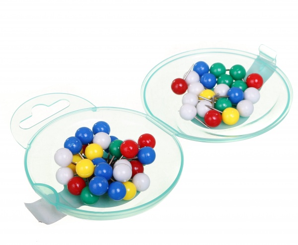 Кнопки канцелярські Nota Bene кольорові 50 шт. в пластиковому контейнері 