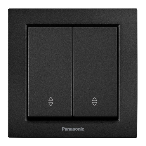 Выключатель проходной двухклавишный Panasonic Karre Plus 55 без подсветки черный WDTC90112BL-UA1