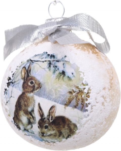 Шар новогодний символ года декупаж d 60 мм в ассортименте