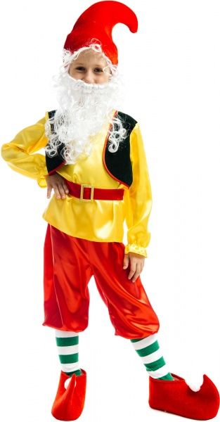 Костюм дитячий карнавальний КАРНАВАЛІЯ Гном 7-9 лет р.134 жовтий 