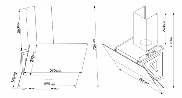 Вытяжка Eleyus LUNA 1200 LED 60 BL