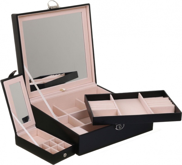 Шкатулка для украшений Royal case 25,2х25,2х8,6 см черная