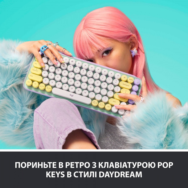 Клавіатура Logitech POP Keys Wireless Mechanical Keyboard With Emoji Keys (L920-010736) daydream mint 