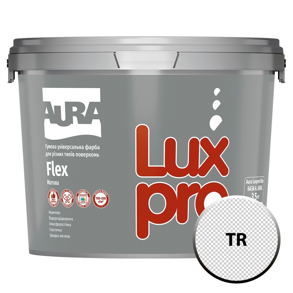 Фарба гумова гумова Aura® Luxpro Flex TR мат база під тонування 3,5кг