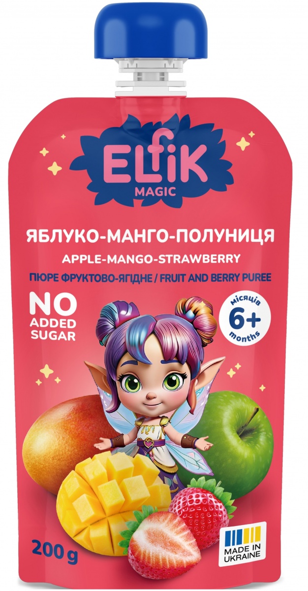 Пюре фруктовое Elfik Magic Яблоко-манго-клубника 200 г — фото 1