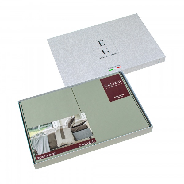 Комплект постельного белья Satin Finesse 113 2.0 зеленый с серым EMANUELA GALIZZI 